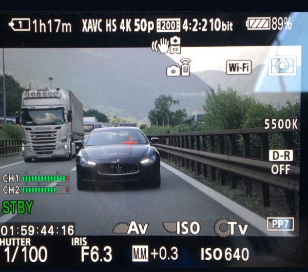 Riprese video di veicoli in movimento